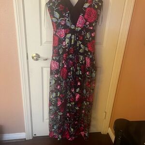Floral Maxi Dress - Black and Pink